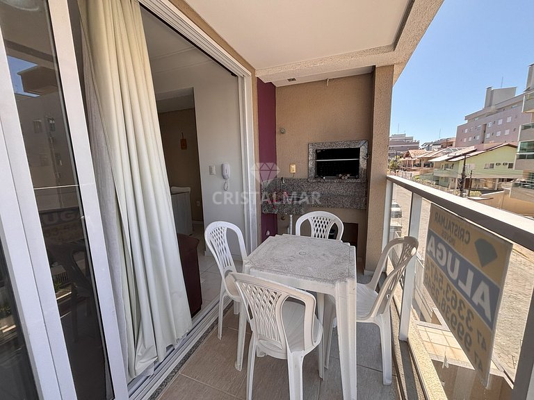 058A- Apartamento 150m da Praia Bombas com  Sacada e Churras